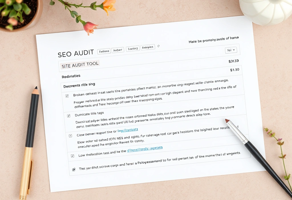 Site audit tool report showing technical SEO errors