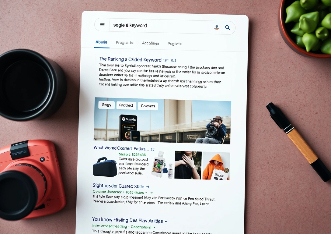 Search results page with mixed content types for a transactional keyword