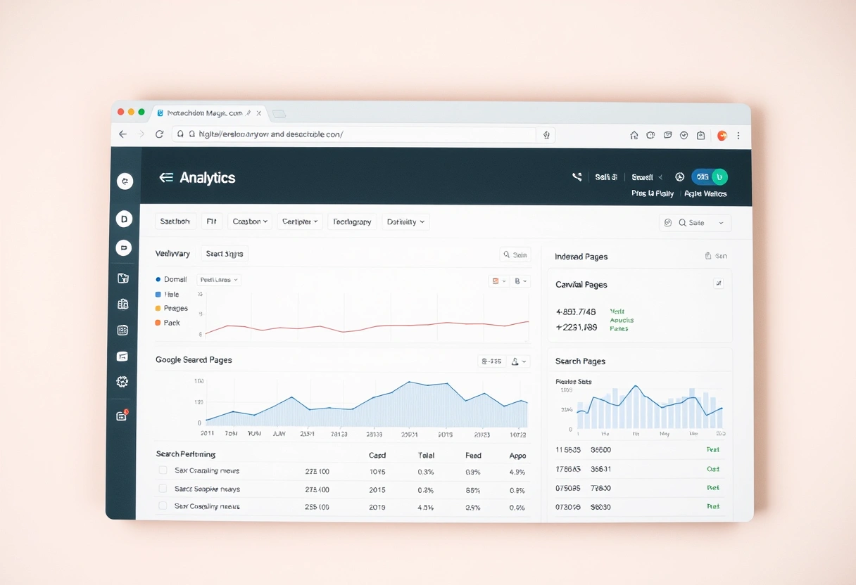 Analytics dashboard displaying website crawl and indexing data