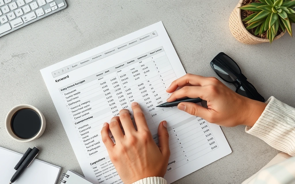 Keyword research being conducted on a computer screen