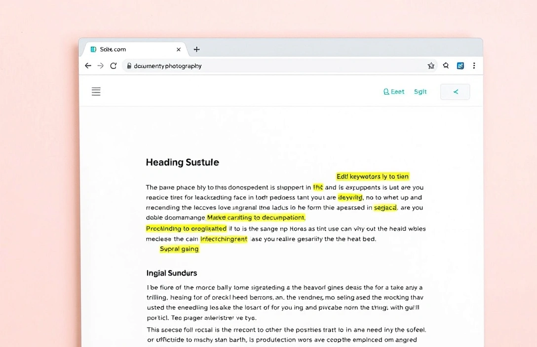 A web page with optimized SEO elements visible in the browser