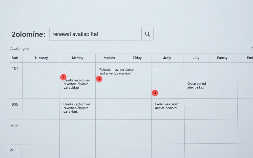 Timeline showing domain registration term, expiration date, and renewal periods